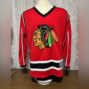 NHL Red Black White Hockey Jersey with Team Apparel Patch 30” p2p 33”L